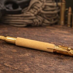 Gold-Tone Pen Keychain with Tan Grip - Men's Accessory